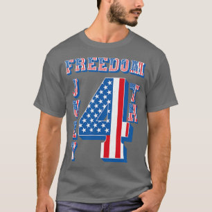 Vintage July 4th Freedom American Flag Text T-Shirt