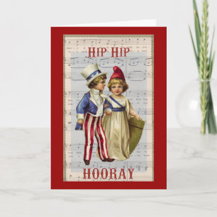 Vintage July 4th "Hip Hop Hooray" Children Card