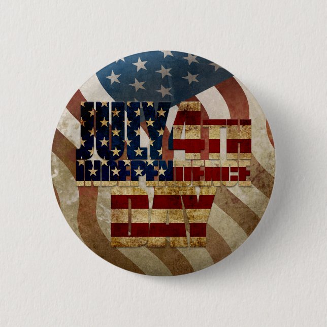 Vintage July 4th Independence Day Design 2 Inch Round Button (Front)