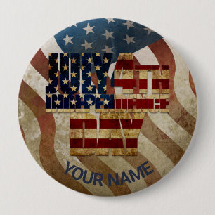 Vintage July 4th Independence Day Design 4 Inch Round Button