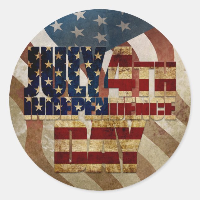 Vintage July 4th Independence Day Design Classic Round Sticker (Front)
