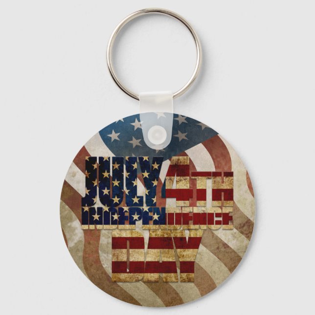 Vintage July 4th Independence Day Design Keychain (Front)