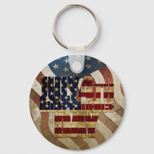 Vintage July 4th Independence Day Design Keychain