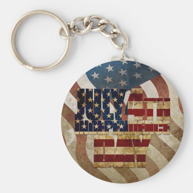 Vintage July 4th Independence Day Design Keychain (Front)