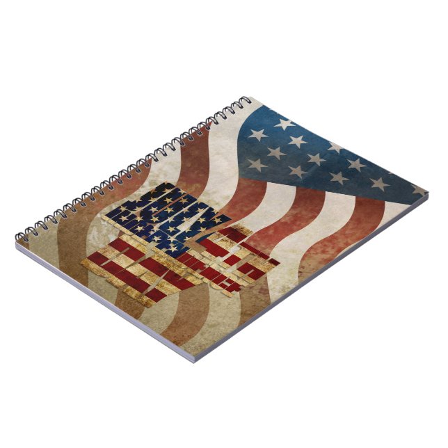 Vintage July 4th Independence Day Design Notebook (Left Side)