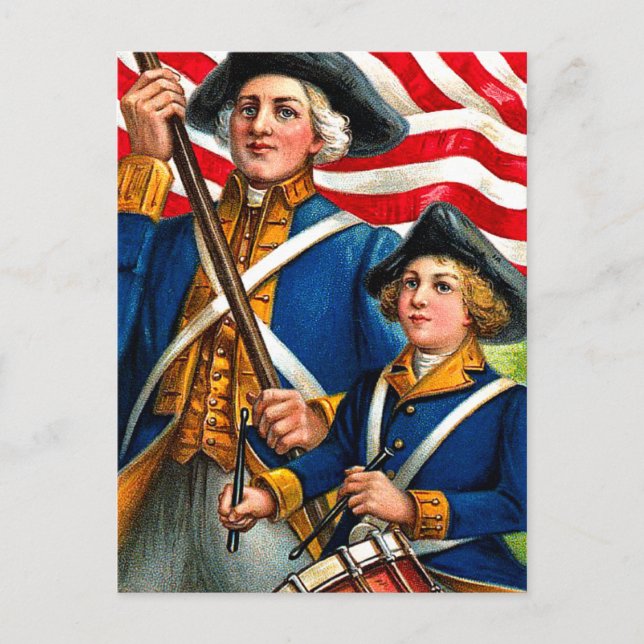 Vintage July Fourth American Revolution Postcard (Front)