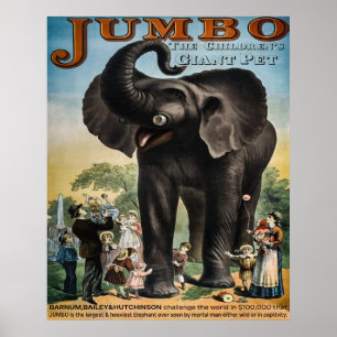 Vintage Jumbo Circus Advertisement Poster
