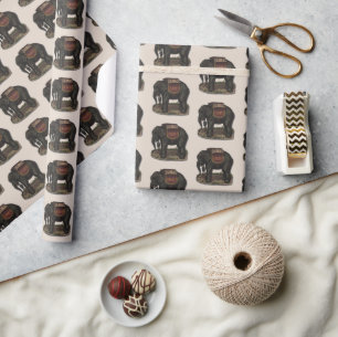 Vintage Jumbo Circus Elephant Retro Die-Cut Card Wrapping Paper