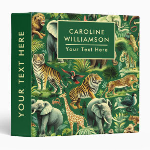 Vintage Jungle Animals Pattern Binder