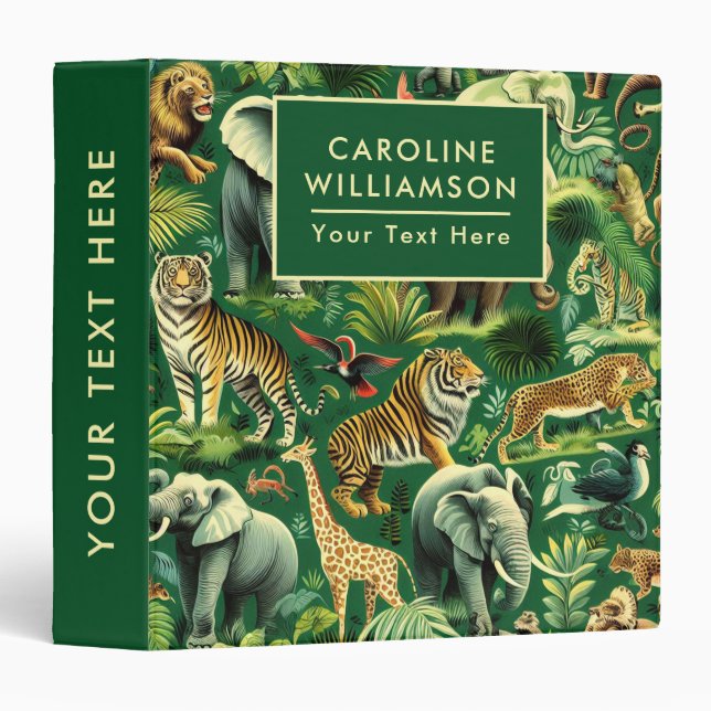 Vintage Jungle Animals Pattern Binder (Front/Spine)