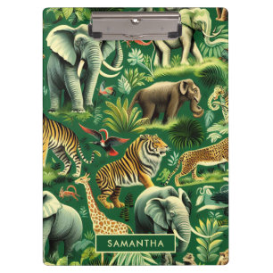 Vintage Jungle Animals Pattern Clipboard