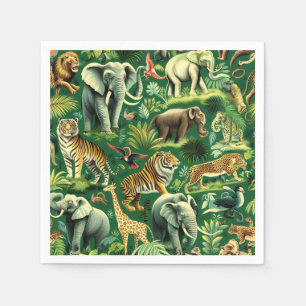 Vintage Jungle Animals Pattern Napkin