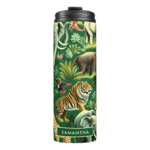 Vintage Jungle Animals Pattern Thermal Tumbler