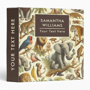 Vintage Jungle Animals Watercolor Binder