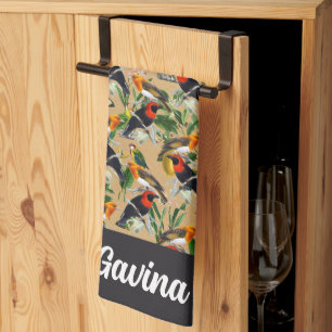 Vintage Jungle Birds Kitchen Towel