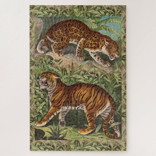 Vintage Jungle Cats Jigsaw Puzzle (Vertical)