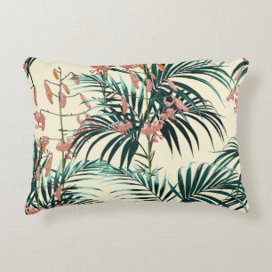 Vintage Jungle: Dark Green, Orange Lily. Accent Pillow