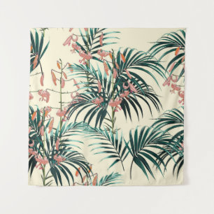 Vintage Jungle: Dark Green, Orange Lily. Tapestry