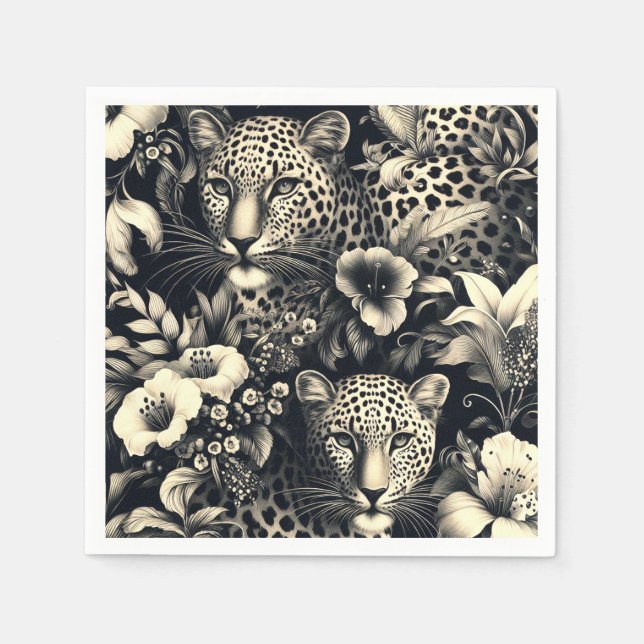 Vintage Jungle Jaguar Napkin (Front)