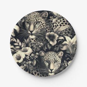 Vintage Jungle Jaguar Paper Plate