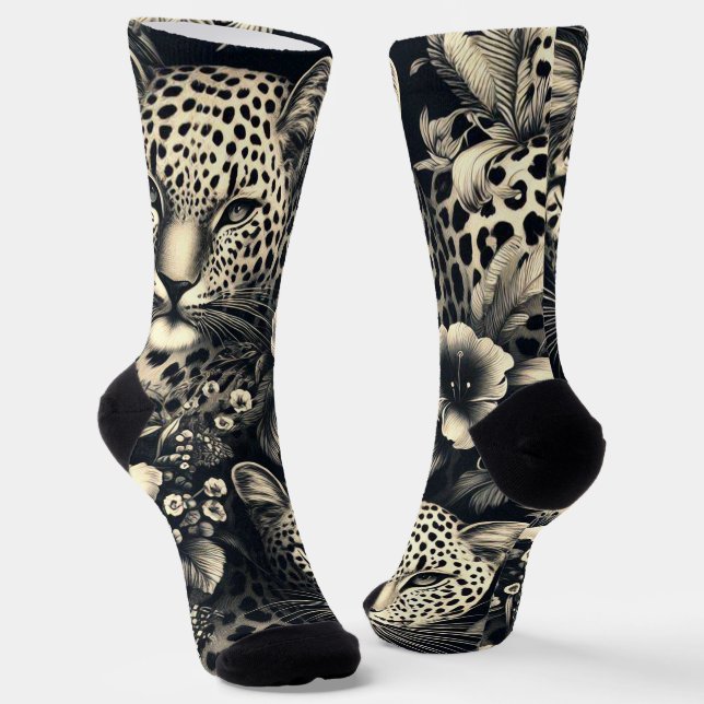 Vintage Jungle Jaguar Socks (Angled)
