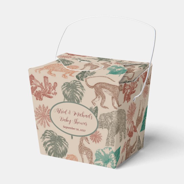 Vintage Jungle Safari Baby Shower  Favor Box (Front Side)