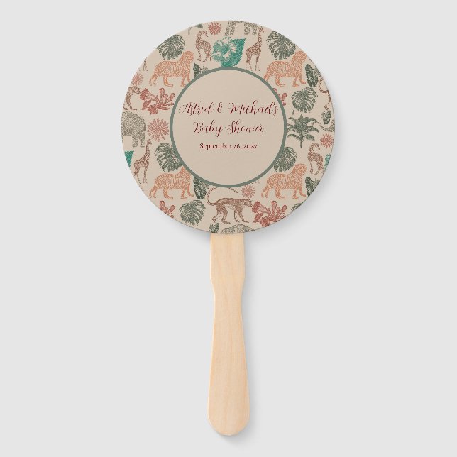 Vintage Jungle Safari Baby Shower  Hand Fan (Front)