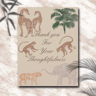 Vintage Jungle Safari Baby Shower Thank You Card
