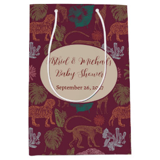 Vintage Jungle Safari Pink Baby Shower Medium Gift Bag