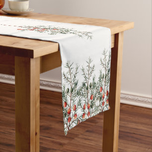Vintage Juniper Greenery Pattern  Short Table Runner