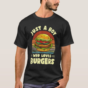 Vintage Just A Boy Who Loves Burgers Hamburger T-Shirt