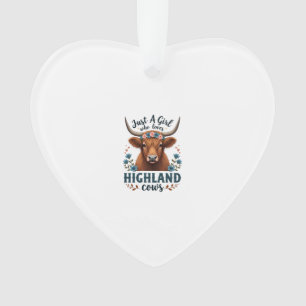 Vintage Just A Girl Who Loves Highland Cows Floral Ornament