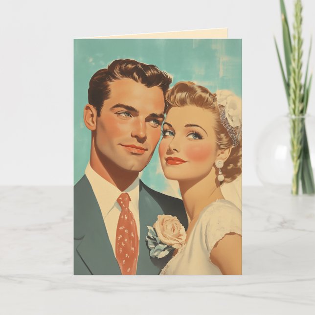 Vintage Just Married Bliss Thank You Card (Front)