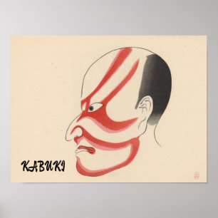 Vintage Kabuki Aesthetic Funny Japanese Custom Poster