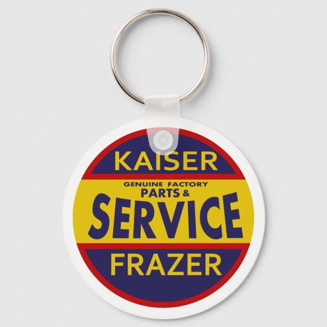 Vintage Kaiser Frazer service sign red/blue Keychain (Front)