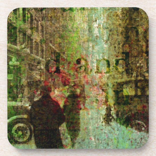 Vintage Kansas City Grunge Collage Coaster (Front)