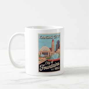 Vintage Kansas City Missouri Retro Travel Illustra Coffee Mug
