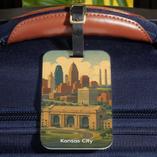 Vintage Kansas City Silhouette Skyline Luggage Tag