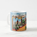 Vintage Kansas Mug<br><div class="desc">An old colourful postcard greeting from Kansas. If you prefer a different background colour on the mug - it's easy to change.</div>