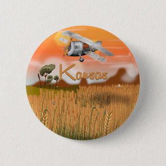 Vintage Kansas Wheat field Travel Poster 2 Inch Round Button