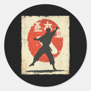 Vintage Karate Distressed Silhouette Japanese Mart Classic Round Sticker