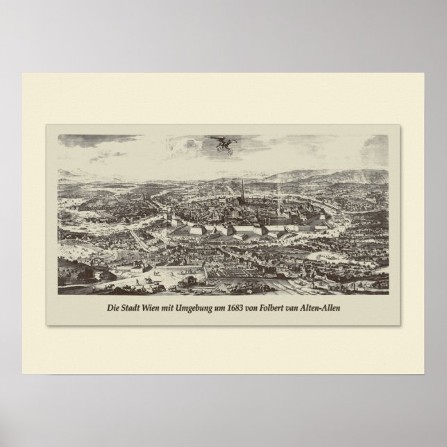 Vintage Karte Österreich | Wien Umgebung 1683 Poster (Front)