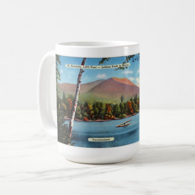 Vintage Katahdin Postcard Coffee Mug (Front Left)
