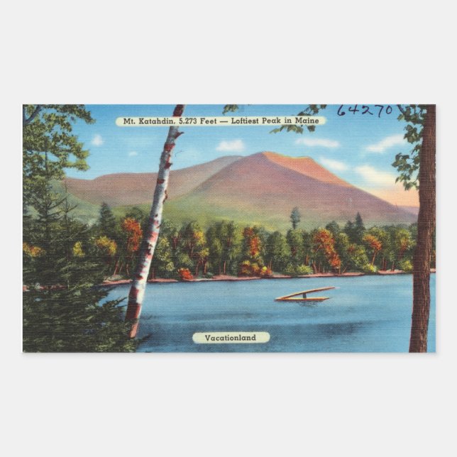 Vintage Katahdin Postcard Sticker (Front)