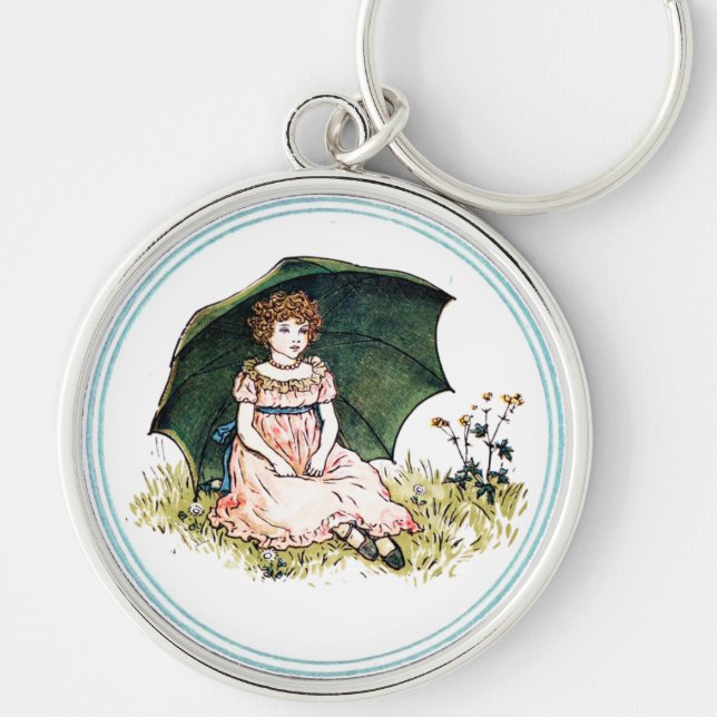 Vintage Kate Greenaway Book Illustration Keychain (Front)