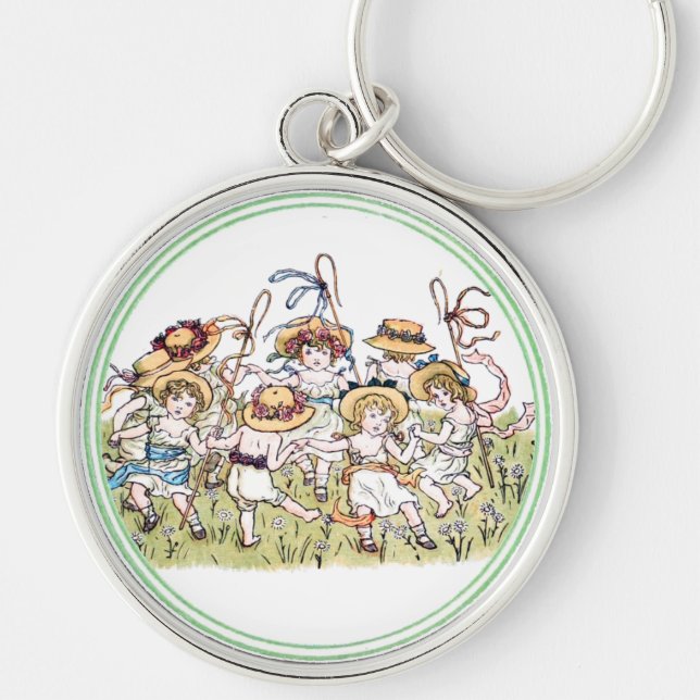 Vintage Kate Greenaway Book Illustration Keychain (Front)
