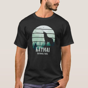 Vintage Katmai National Park Alaska Howling Wolf W T-Shirt