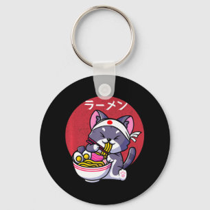 Vintage Kawaii Anime Ramen Cat Japanese Food Gift Keychain