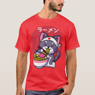 Vintage Kawaii Anime Ramen Cat Japanese Food Gift T-Shirt