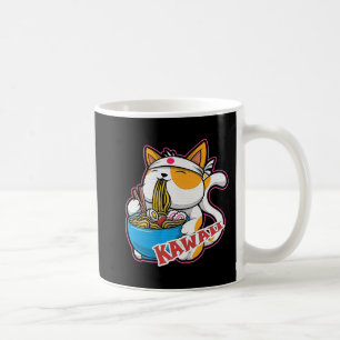 vintage kawaii cat eating ramen anime retro Japane Coffee Mug